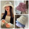 Solid Color Bowknot Fisherman Hat Sunscreen Canvas Basin Hat Male Bow Bucket Hat  Famale