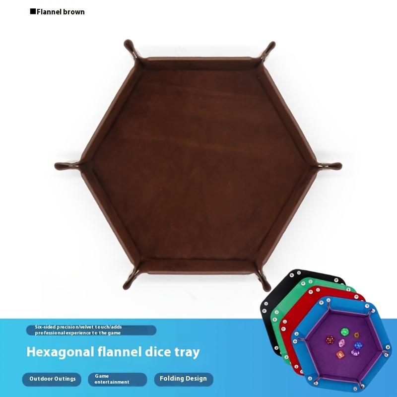 1pc Hexagonal Faux Leather Velvet Folding Storage Tray - Stackable Dice Game Organizer with Open Cover, Multi-Color Options for Tabletop RPG