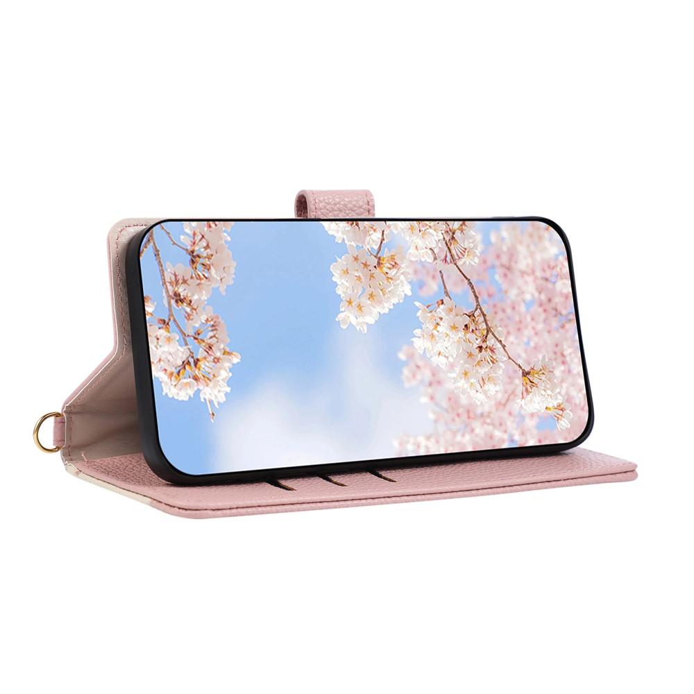 Wallet Case for Reno15 Pro 5G - Leather/PU, Pink, With Lanyard