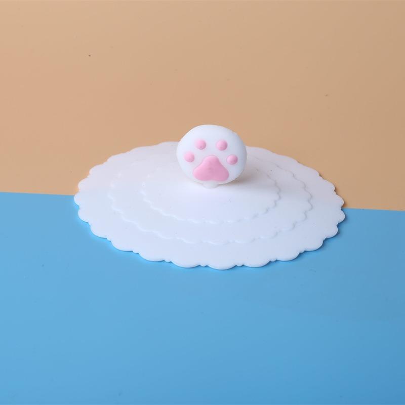 Cute Three-dimensional Cartoon Silicone Cup Lid, Circular Lid, Cute Cat Series Lid