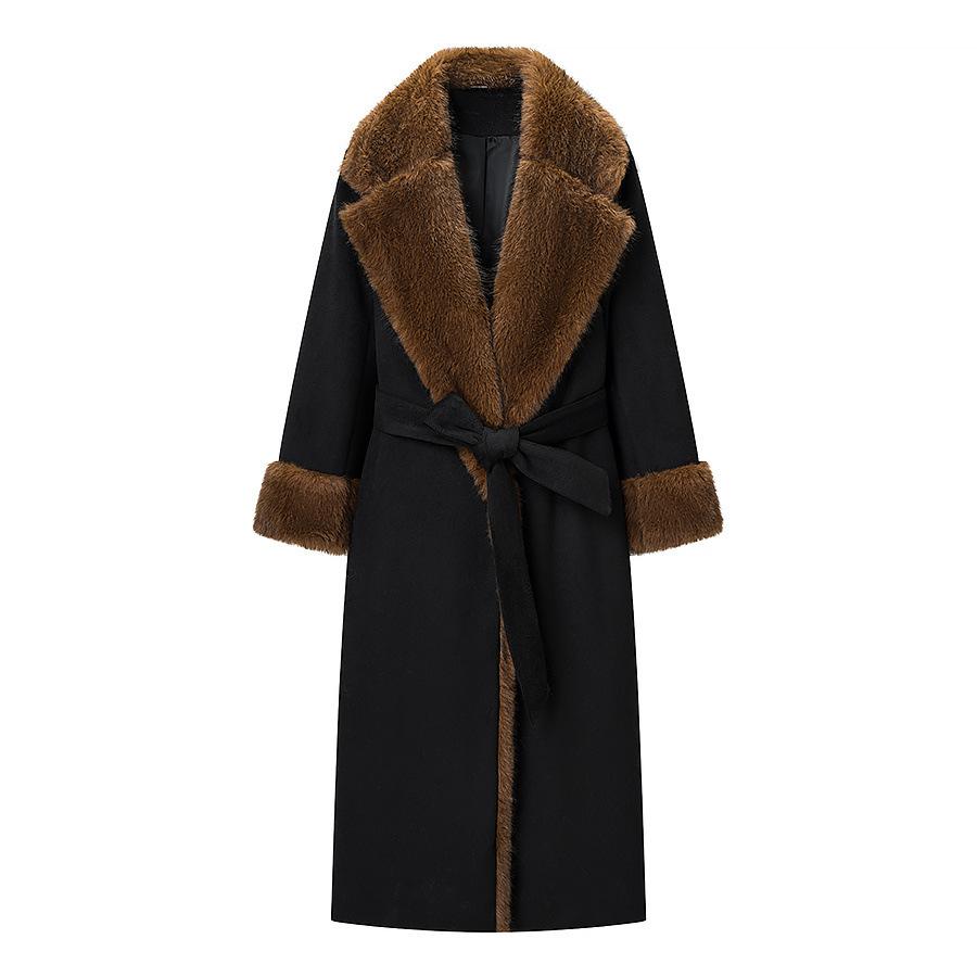 European and American style, new women's clothing, versatile, fashionable, fashionable, big fur collar woolen coat
