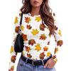 Women's Slim Fit Long Sleeve T-Shirt with Maple Leaf Print Crewneck Casual Top for Fall and Winter