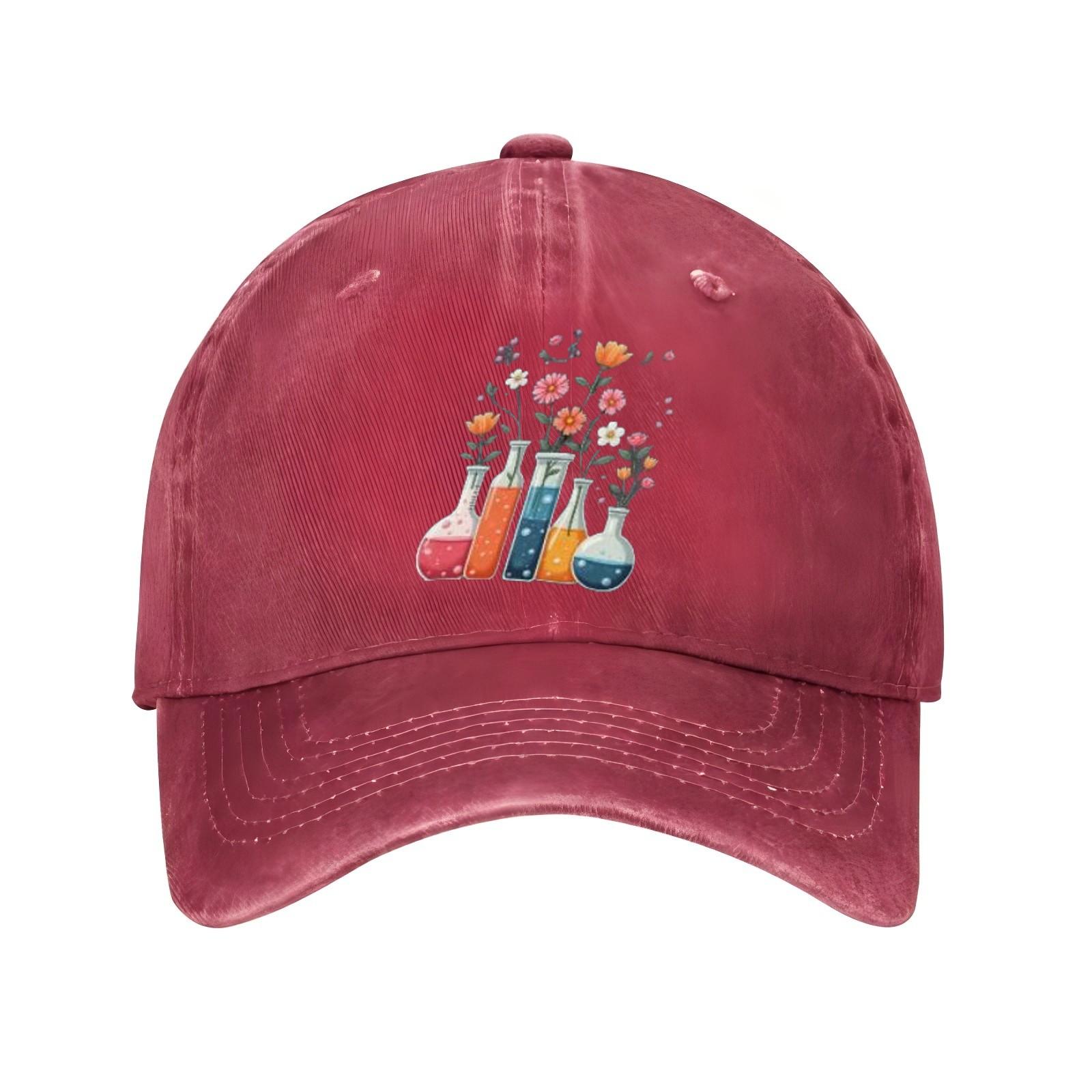 

Science Lab Beakers Flowers Baseball Cap Cotton Adjustable Unisex Casual Sports Hat One Size