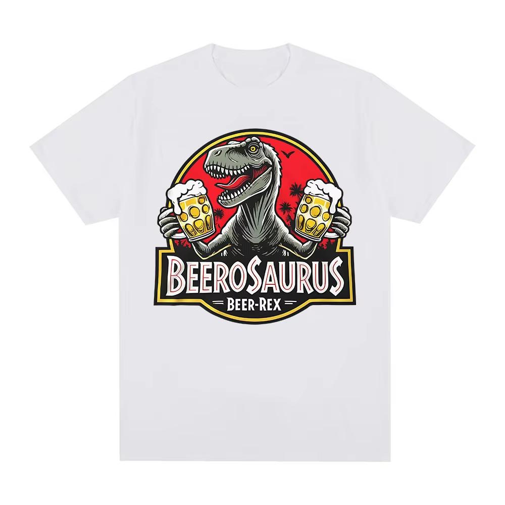 Beerosaurus Funny Beer Rex Dinosaur T-Shirt Men's Women Clothing Fashion T-shirts Cotton Short Sleeve T Shirt