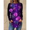 Camiseta de manga larga con cuello redondo y estampado 3D de copos de nieve con temática navideña, ropa de moda para mujer, ropa informal Y2K, ropa Harajuku para mujer