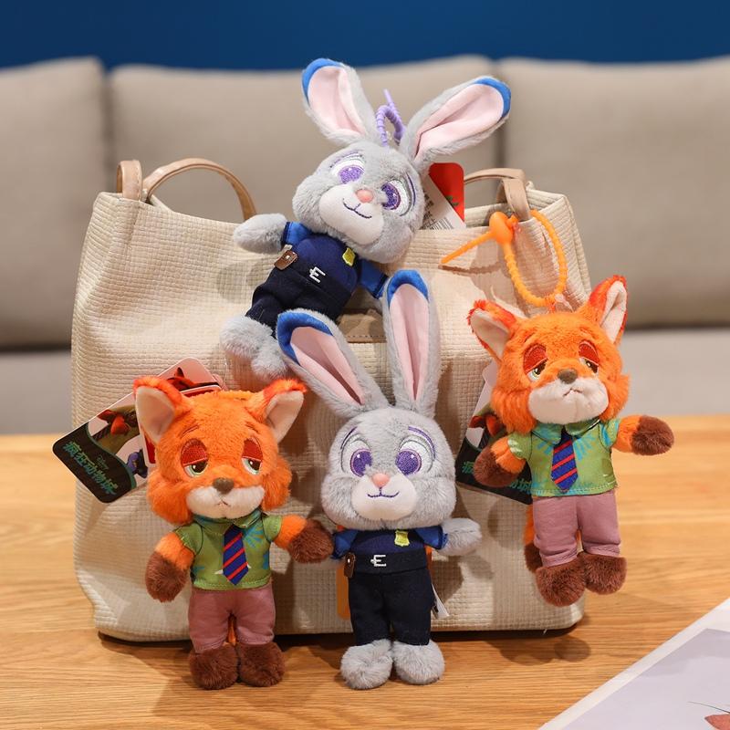 Disney Zootopia Pluszowa Zabawka Wisiorek Nick Wilde Judith Laverne Hopps Pluszowa Lalka Breloczek Urok dla Pary Prezent Urodzinowy Świąteczny