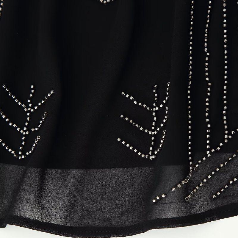 Kaslead New Women clothes Western Style Fashion Simple and Versatile Beaded Embroidery Sling Top