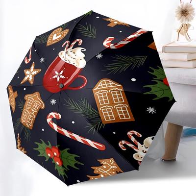1pc Christmas Cookies Automatic Open/Close Umbrella with One Touch Button,, Windproof Design   Lightweight Portable Umbrella for Women & Men6135