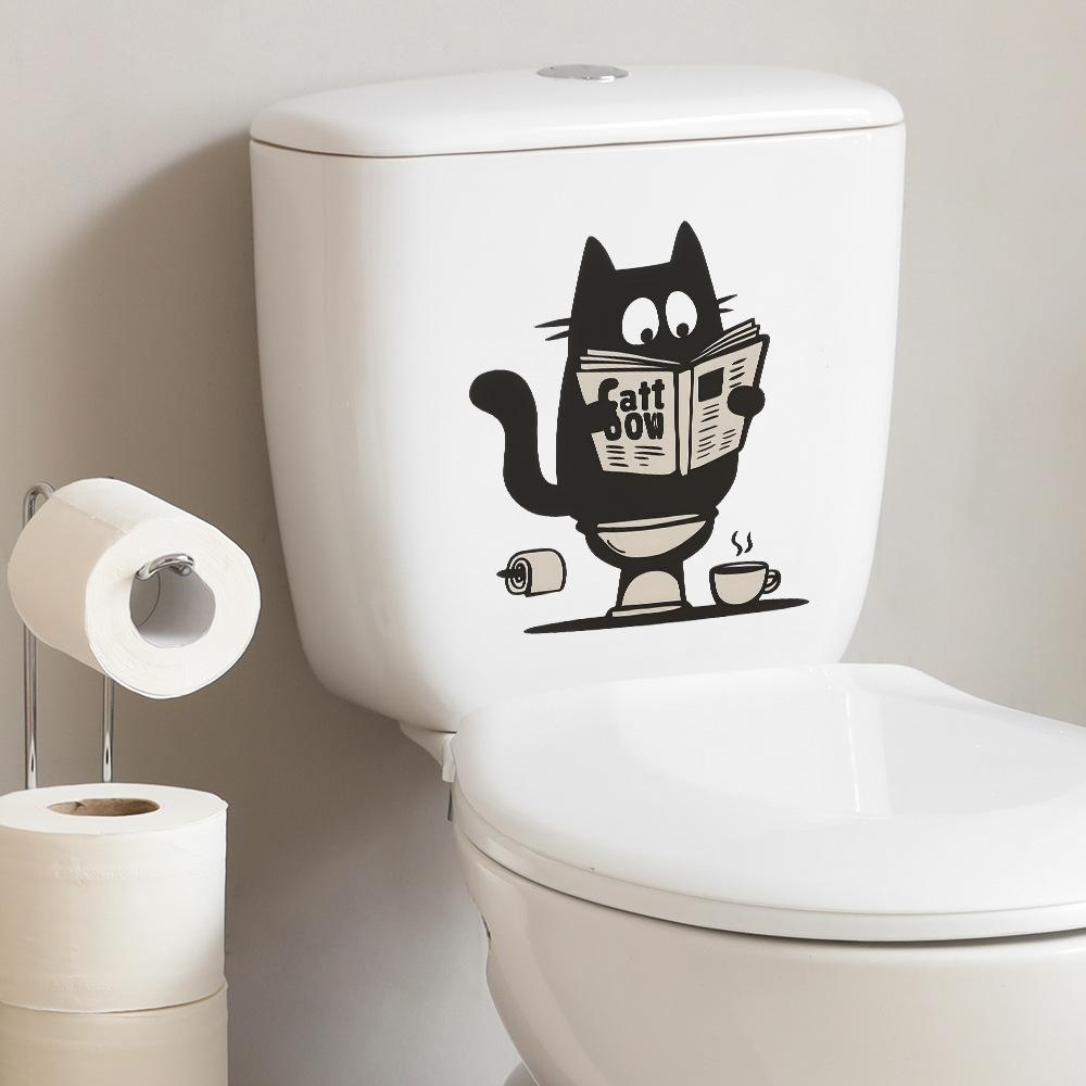 Black Cat Stickers for The Newspaper, Bathroom, Toilet, and Decorative Wall