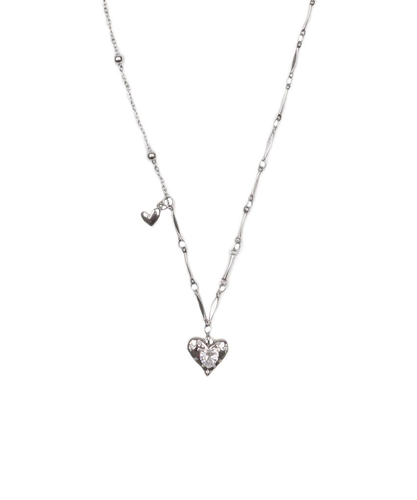 High School Disco Heart Cubic Mix Chain Necklace
