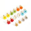 Colorful Small Flower Stainless Steel Charms Earring 18K Gold Plated Circle Ear Buckle Hoop Earrings Jewelry for Women