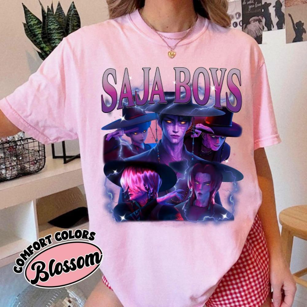 

Saja Boys Boy Band Shirt Kpop Demon Hunters Movie Shirt Bootleg Retro Movie Shirt Demon Hunters Merch Shirt S