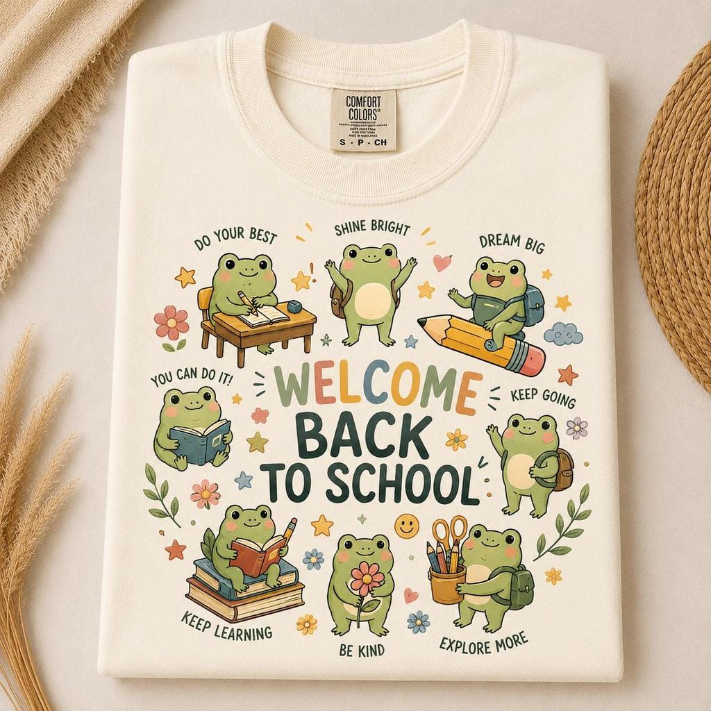 Welcome Back To School Frog Teacher Shirt: Comfort Colors Tee
