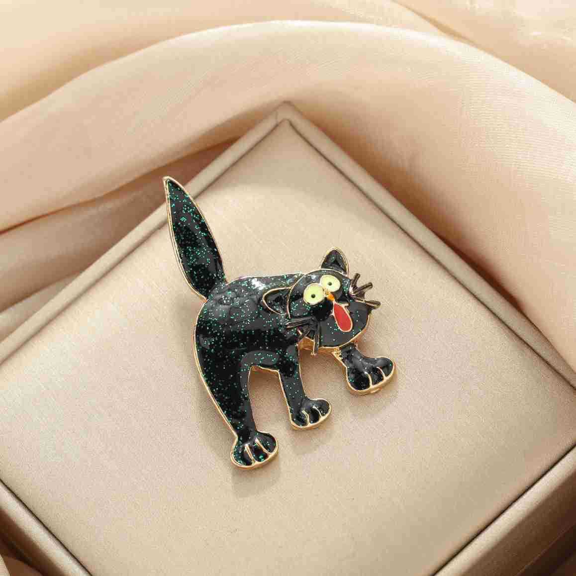 Креативная Брошь-Защита от Нечисти Черная Кошка Металлическая Брошь Сплав Аксессуары Цветочный Значок Брошь