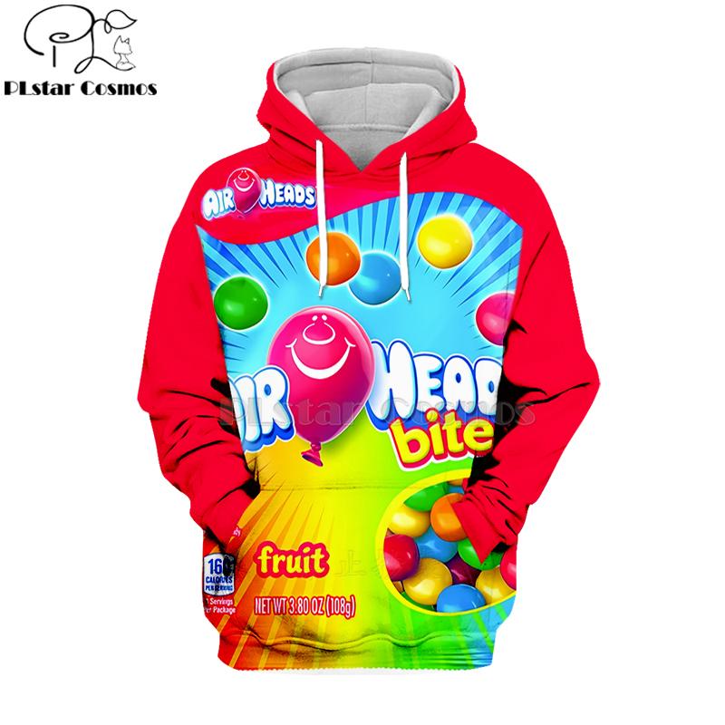 Newest Candy Snack Bag Chocolate Sauce 3D Hoodies Food Harajuku Men Women Long Sleeve PulloVer Hooded Sweatshirt Casual Brand