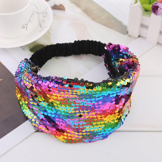 Women Headband Reversible Shiny Sequins Headband Elastic Hair Fixing Decoration Decorative Hair Accessories