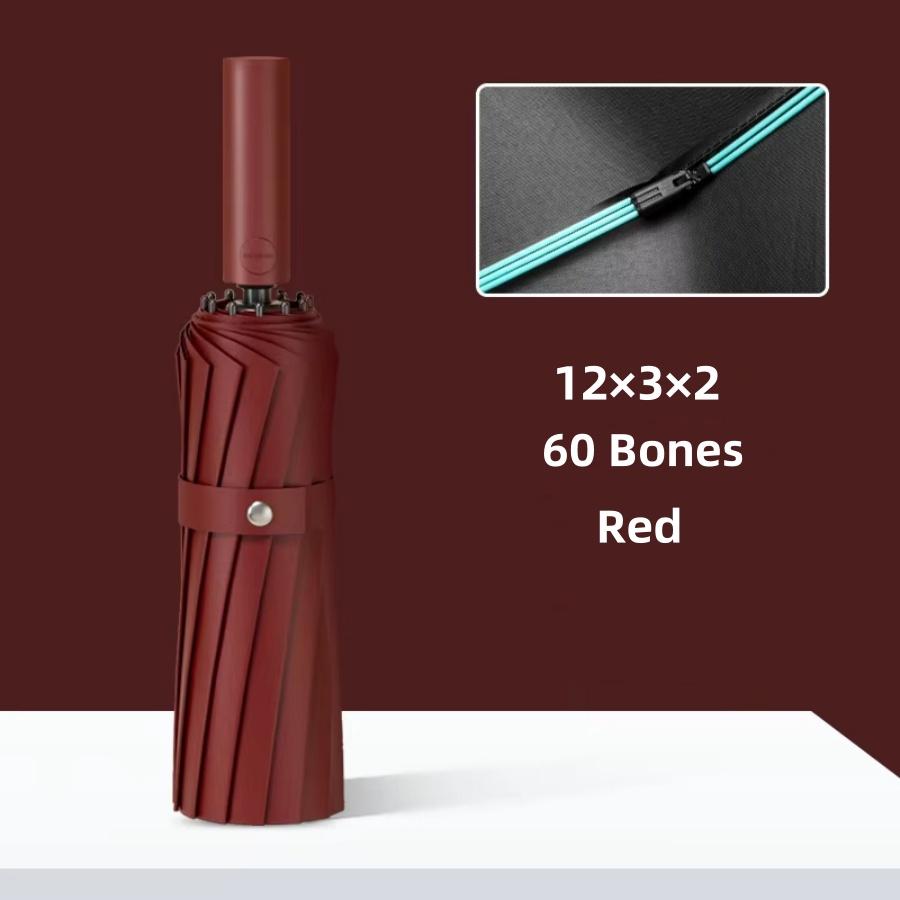 60 Bones Windproof Travel Umbrella for Rain - Lightweight, Strong, Compact with & Easy Auto Open/Close Button 1PC
