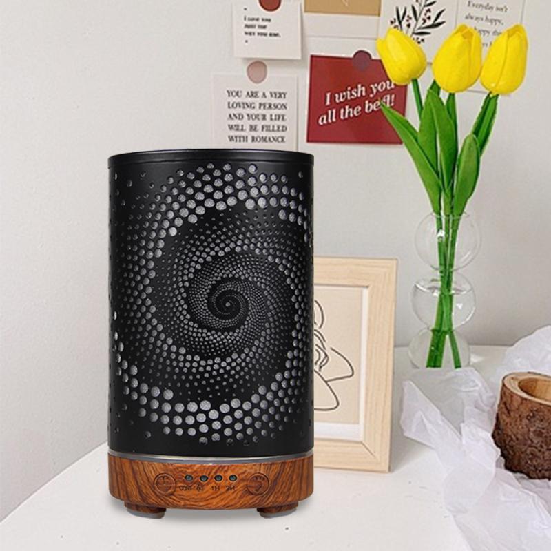 New Aroma Diffuser Air Humidifier Ultrasonic Cool Mist Maker Fogger LED Essential Oil Hollow Pattern Lamp Difusor Auto Shut-off