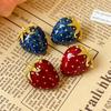 Retro Enamel Strawberry Stud Earrings - High-End Exquisite Light Luxury Style for Women, Perfect for Spring and Summer.