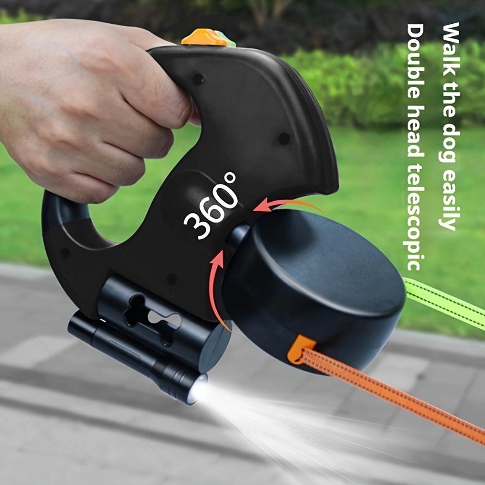 

3 метра поводок для собак «один на два» со светодиодной подсветкой Двусторонний поводок для домашних животных, поводок «два в одном» с возможностью автоматического вытягивания One size fits all чёрный