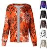 Ženy Vzor s dlouhým rukávem Kapsa Pracovní Halloween Potisk Stojací límec Jednořadý ochranný overal Cardigan Bunda Top