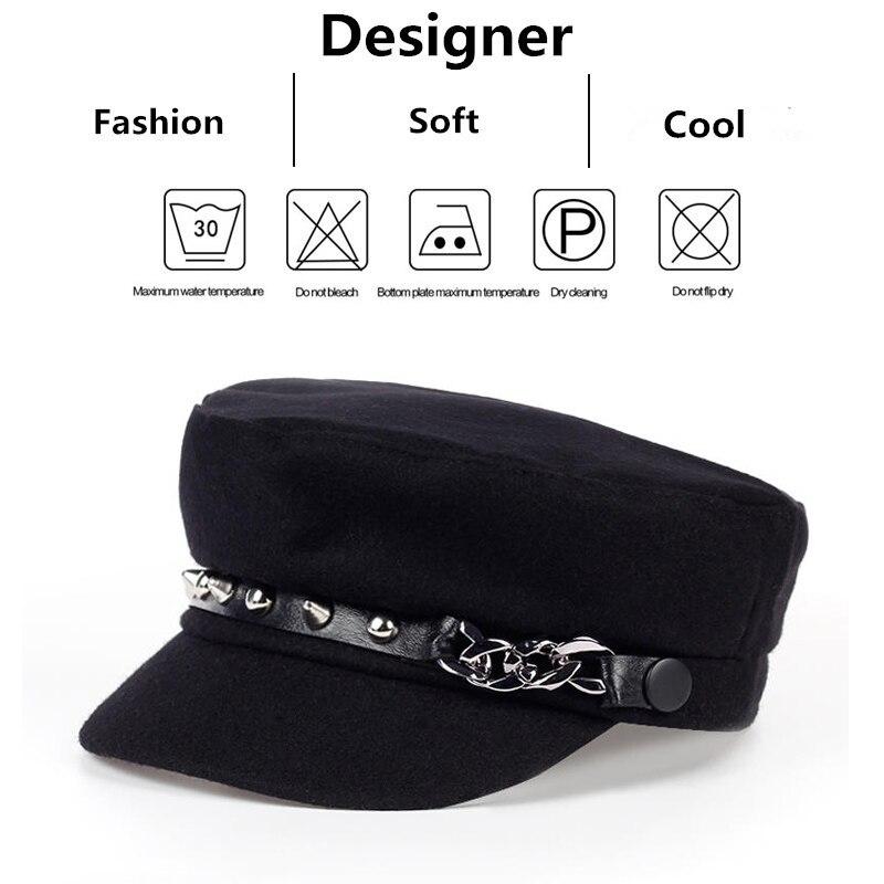 Unisex Rivet Chain Military Hats Flat Top Baseball Caps For Women Outdoor Sports Military Hats Cadet Sunscreen Hats