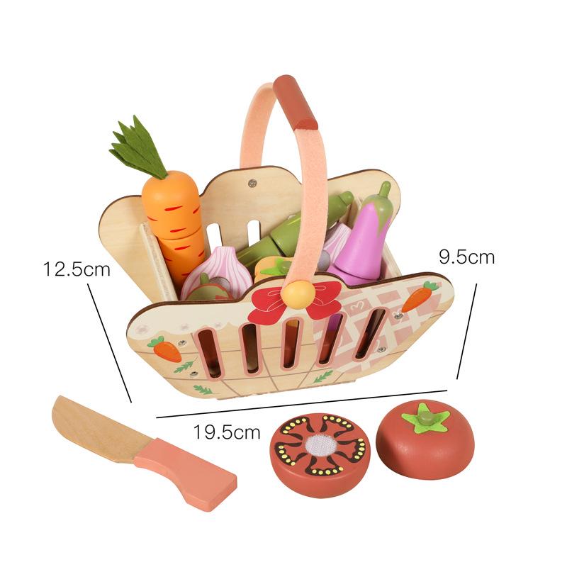 Wooden Fruit & Veggie Cutting Role-Play Toy Set for Kids