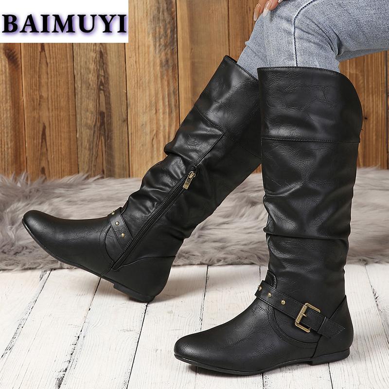 Pantofi Plați Femei Cizme Peste Genunchi Pantofi de Modă Tendință 2025 Iarnă Noi Piele Pliată Cizme Chelsea Fermoar Casual Mers Mujer Botas