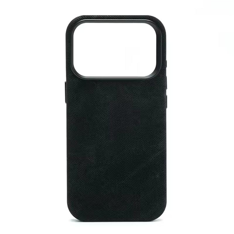 

Розкішний чохол з волокнистої шкіри, протиударний, для iPhone 17 Air Pro Max 16 15 14 Plus 13 12 16E, задня кришка для магнітної бездротової зарядки MagSafe iPhone 13 Pro чорний