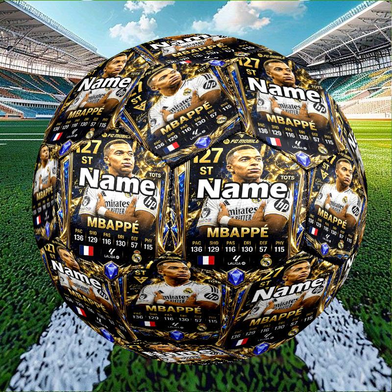 Custom Name Personalized Kylian Mbappe Print Size 5 Soccer Ball Training & Match Football, for Team, Kicking, Gift for Football