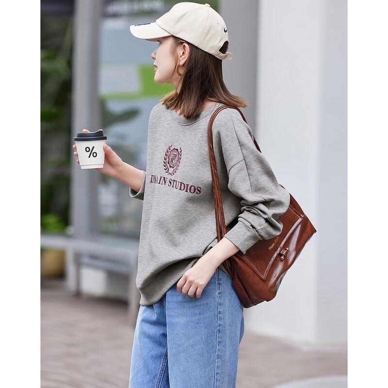 Women's Commuter Round Neck Letter Air Layer Sweatshirt
