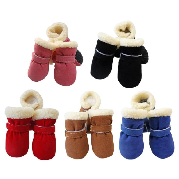 4pc Thick Warm Windproof Winter Pet Dog Shoes Anti-slip Snow Booties Footwear