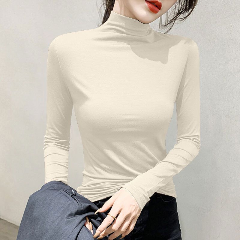 

Новое поступление осени и зимы: Женский внутренний топ из модала с длинными рукавами XXXL абрикосовый