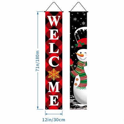 1 Pair Autumn Welcome Porch Sign, Polyester, Pumpkin & Maple Leaf Pattern Front Door Hanging Banner Seasonal Farmhouse Harvest Thanksgiving Home Decor