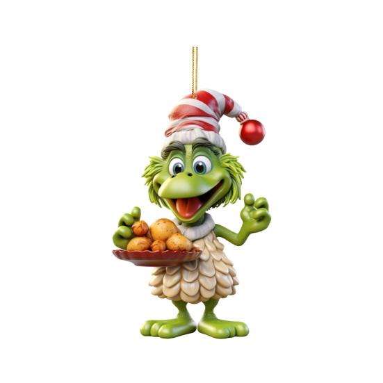 1/4Pcs Christmas Tree Decoration Cartoon Green Elf Hanging Ornaments Acrylic Flat Pendant Xmas Tree Accessories for Holiday Home Car Decor