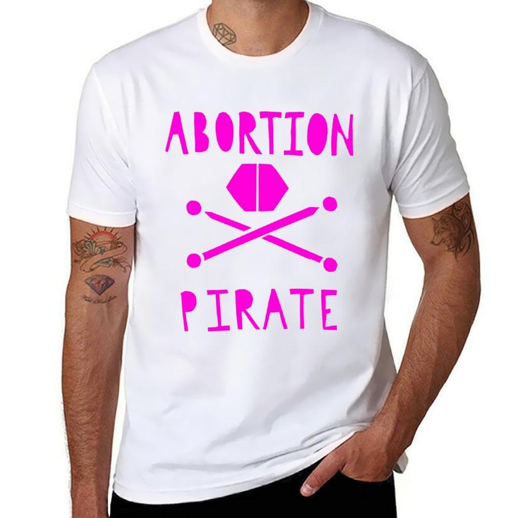 Abortion Pirate Pink Tshirt Basic Casual Short Sleeve Cotton Shirt Tshirt