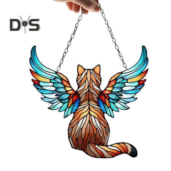 Colorful Cat Window Hanging Decoration Front Door Wall Hanging Acrylic Kitten Animal Ornament Pendant Christmas Festival Gift