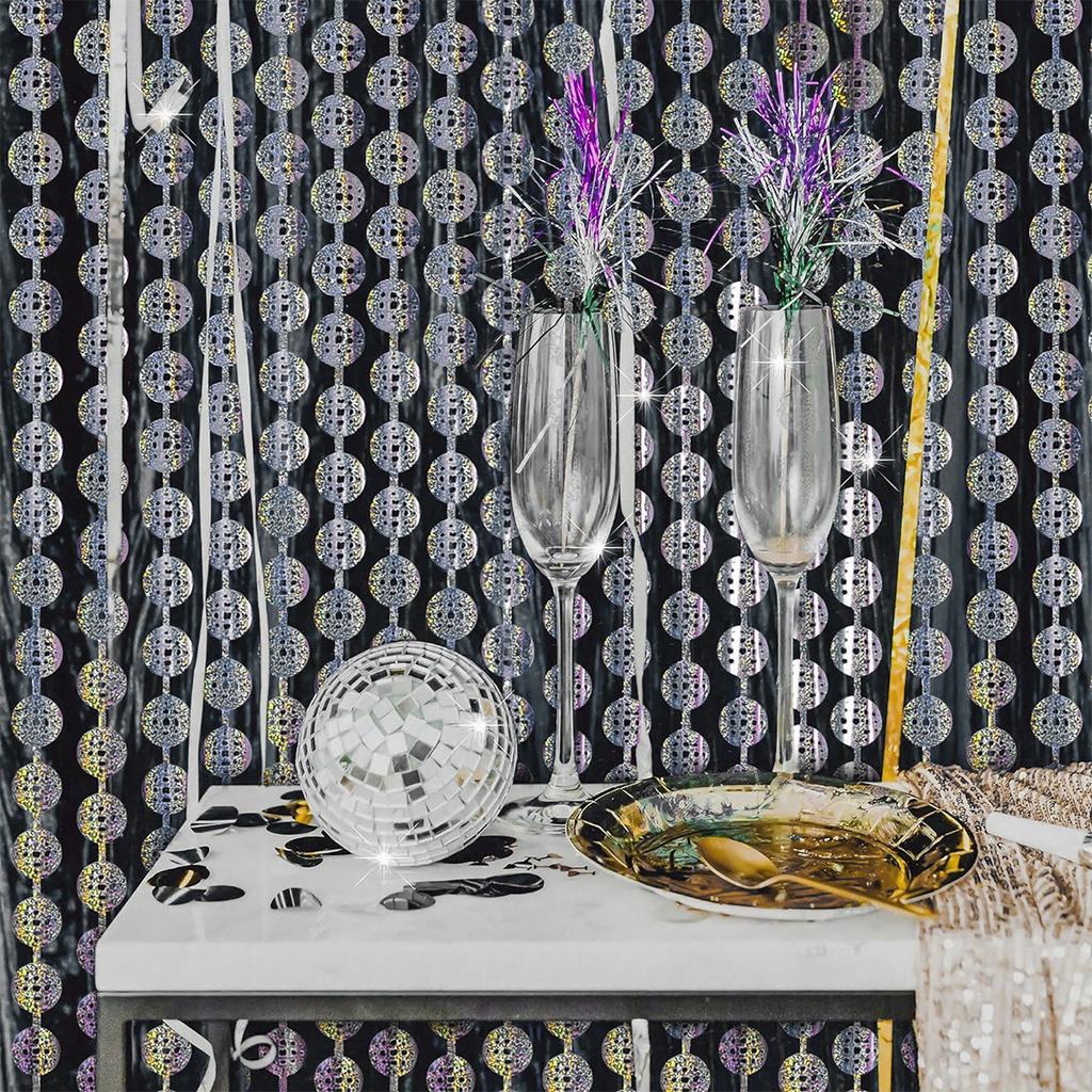 1*2m Laser Silber Disco Ball Hintergrund Regen Vorhang Happy Birthday Party Dekoration Kinder Baby Shower Hintergrund Hochzeit Suppies