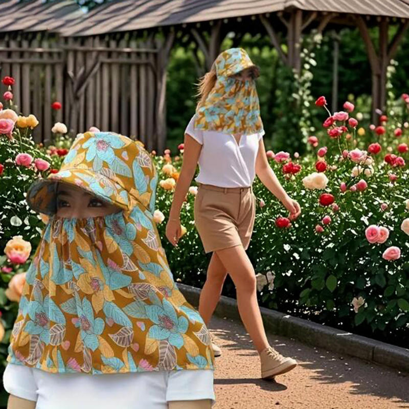 Sommer Damer Koreansk Versjon av Klippehatt med Bred Brem Pustende Nett Solskjerm Solhatt Sykling Nakkesjal Solhatt