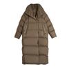 French Style Melard High-End Warmth Retention Mid-Length Lapel High Loft Down Jacket Women Outerwear Dark-Khaki EY48907