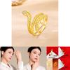 Chic Gold Plated Snake Ring For Men With Dazzling Diamonds And Eye-catching Design