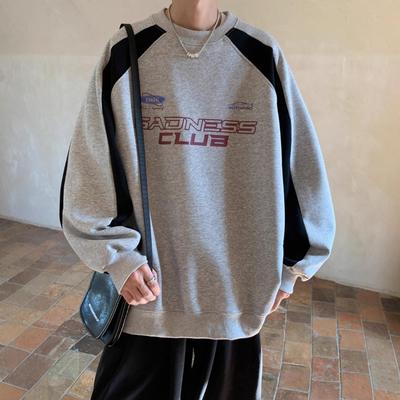 Sweter z okrągłym dekoltem w stylu vintage Męski Wiosna i Jesień Ciężki Amerykański Vintage Jesienny Modny High Street Top Długie Rękawy