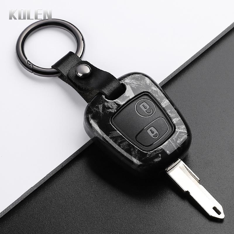 Custodia Cover Portachiavi Auto in Stile Fibra di Carbonio ABS per Peugeot 107 206 207 307 per Citroen C1 C2 C3 C4 Xsara Picasso per Toyota Aygo Fob