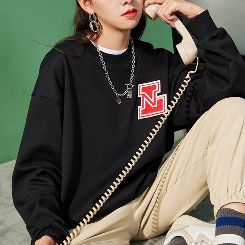 Li-Ning Fleece Lined Warm Pullover Long Sleeve Sweatshirt Unisex Sweatshirt Black AWDRG92-1