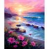 CHENISTORY Coloring By Number Sunset Scenery For Adults DIY Picture By Numbers Seascape Flower Drawing On Canvas Home Decor Gift