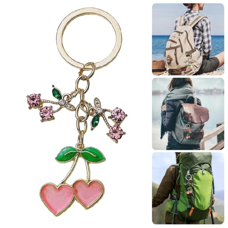 Fashion Fruit Heart Keyring Alloy Bag Charm Pendant Keychain Accessories for Ladies Purses Decoration Key Holder