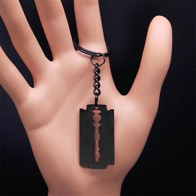 Gothic Blade Razor Pendant Necklaces Men Stainless Steel Black Goth Male Chain Necklace Grunge Y2k Emo Jewelry Collier Homme