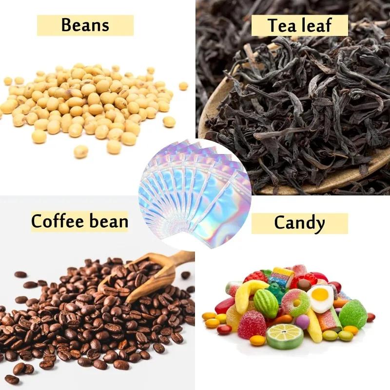 50/10pcs Iridescent Self-Sealing Bags Plastic Laser Clear Storage Bag Makeup Jewelry Gift Zipper Bags Candy Packaging Pouches
