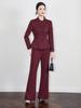 Nanyou Woolen Women's Waist-Cinched Blazer & Flared Pants Set - Goddess Style