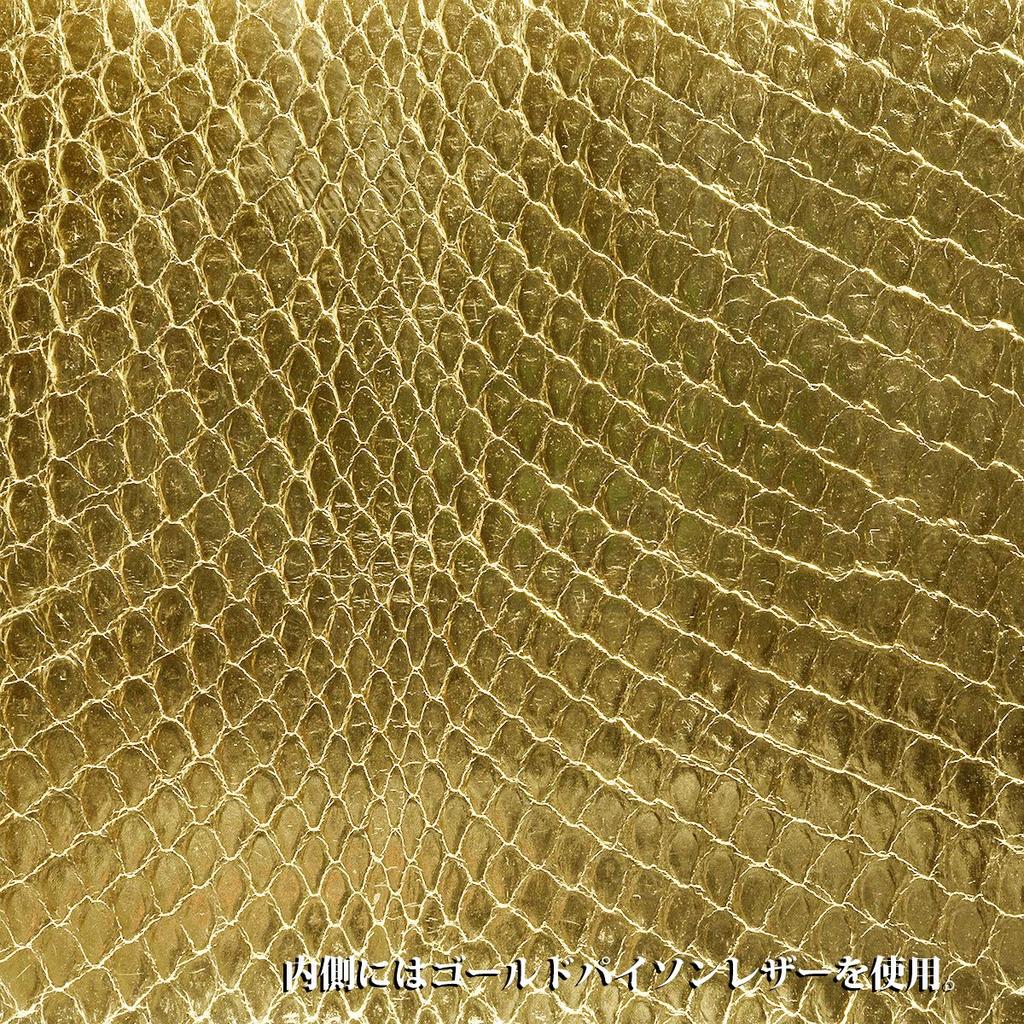 [Revetta] Crocodile Leather Long Wallet, Gold Python Lining, Men's Genuine Leather, Black, Single Piece Leather, Matte Finish [168crw-a]